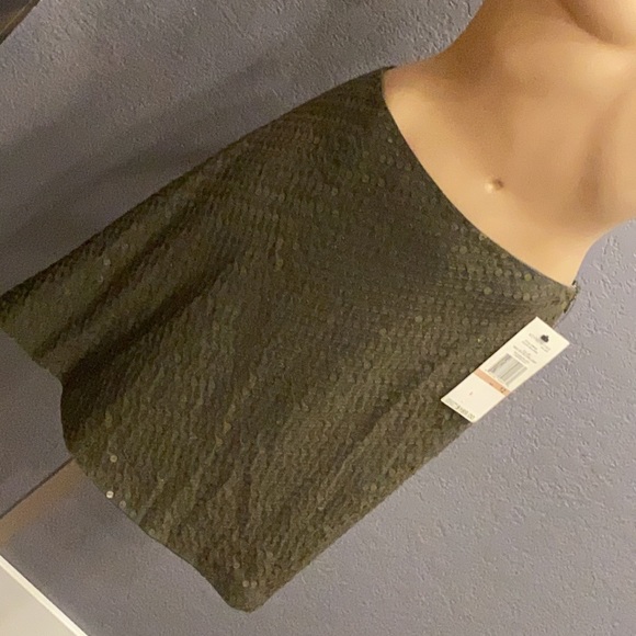 KENNETH COLE NY - NWT - sequin olive mini skirt, zipper - 12 - Picture 16 of 16